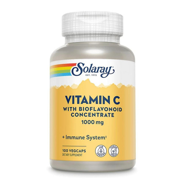  Solaray Vitamin C with Rose hips, Acerola, Bioflavonoids 1000mg 100 Capsules 