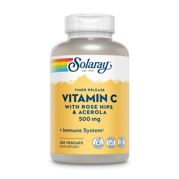  Solaray Vitamin C With Rose Hips & Acerola 500mg 250 Capsules 